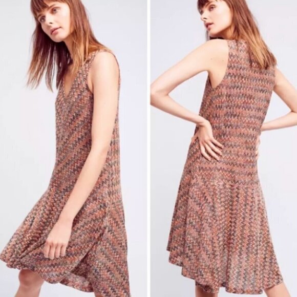 Anthropologie Maeve Swingy Chevron Westwater Dress - Picture 3 of 11